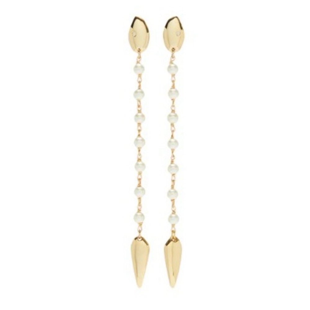 Tory Burch Gold and Pearl Dangle Earrings